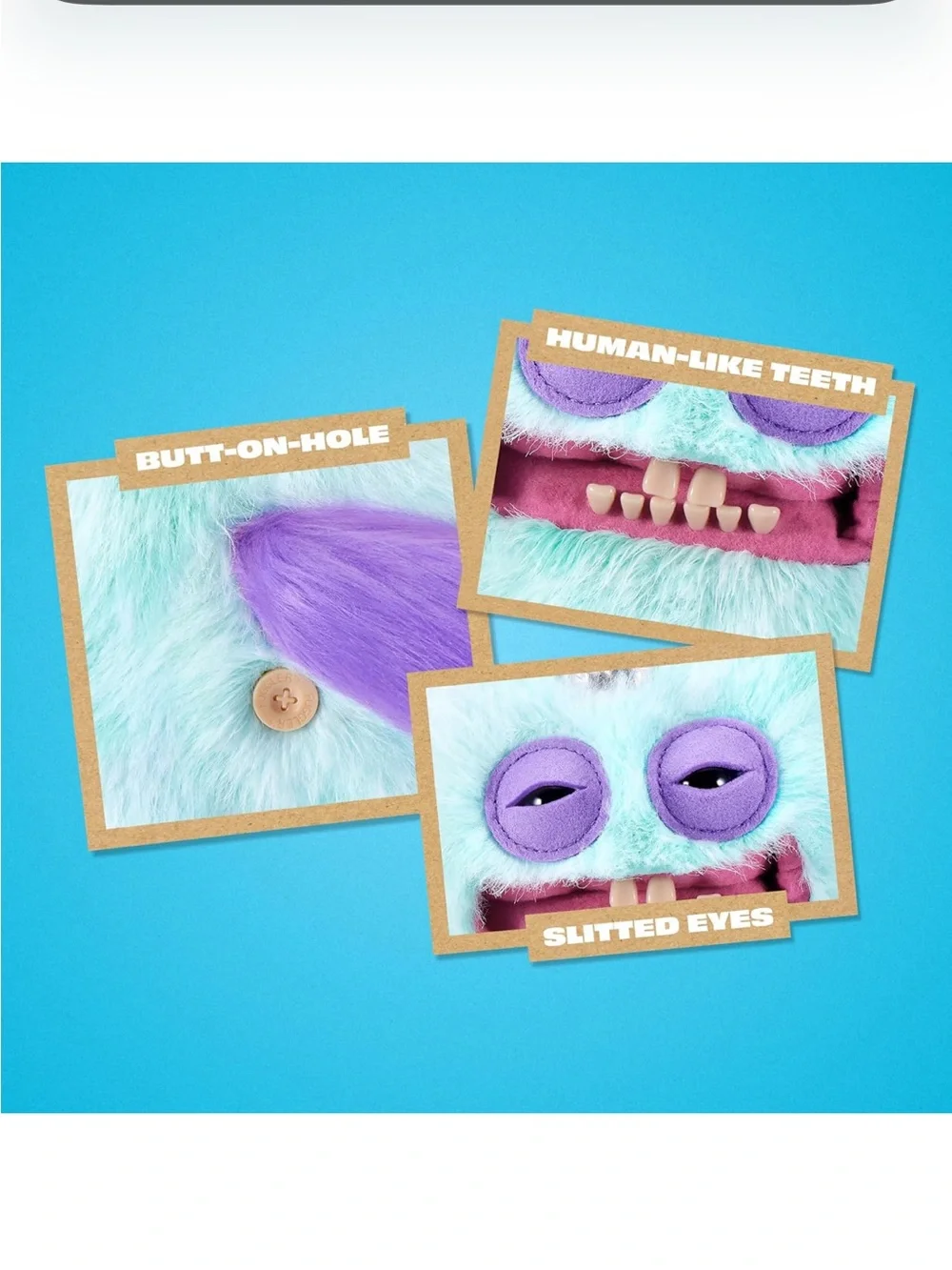 Zuru Stinkface Fugglecorns Plush Monster Handbag in Aqua with Purple Eyes